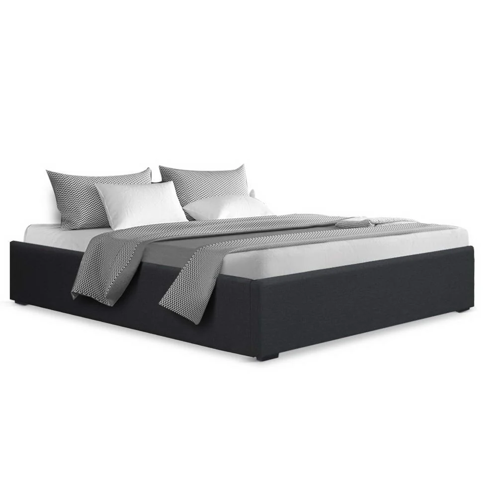 Mimosa Gas Lift Bed Frame Base With Storage Platform Fabric - Charcoal Double - Nurns