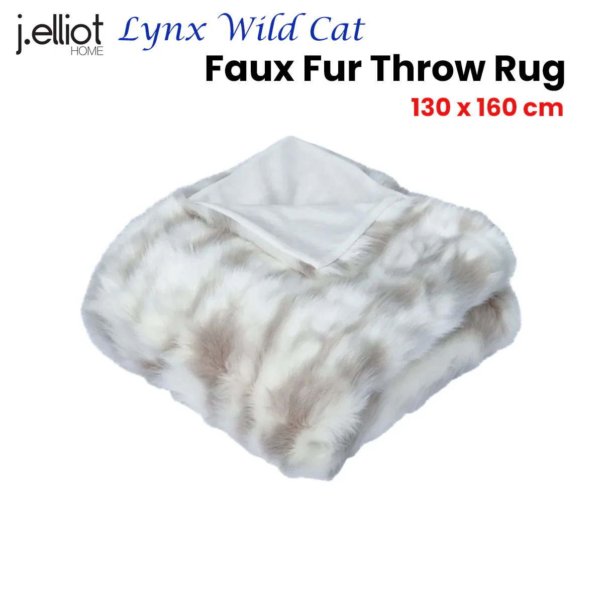Warny Throw Soft Blanket Home Wild Cat Faux Fur Throw Rug 130 x 160cm - Ivory - Nurns