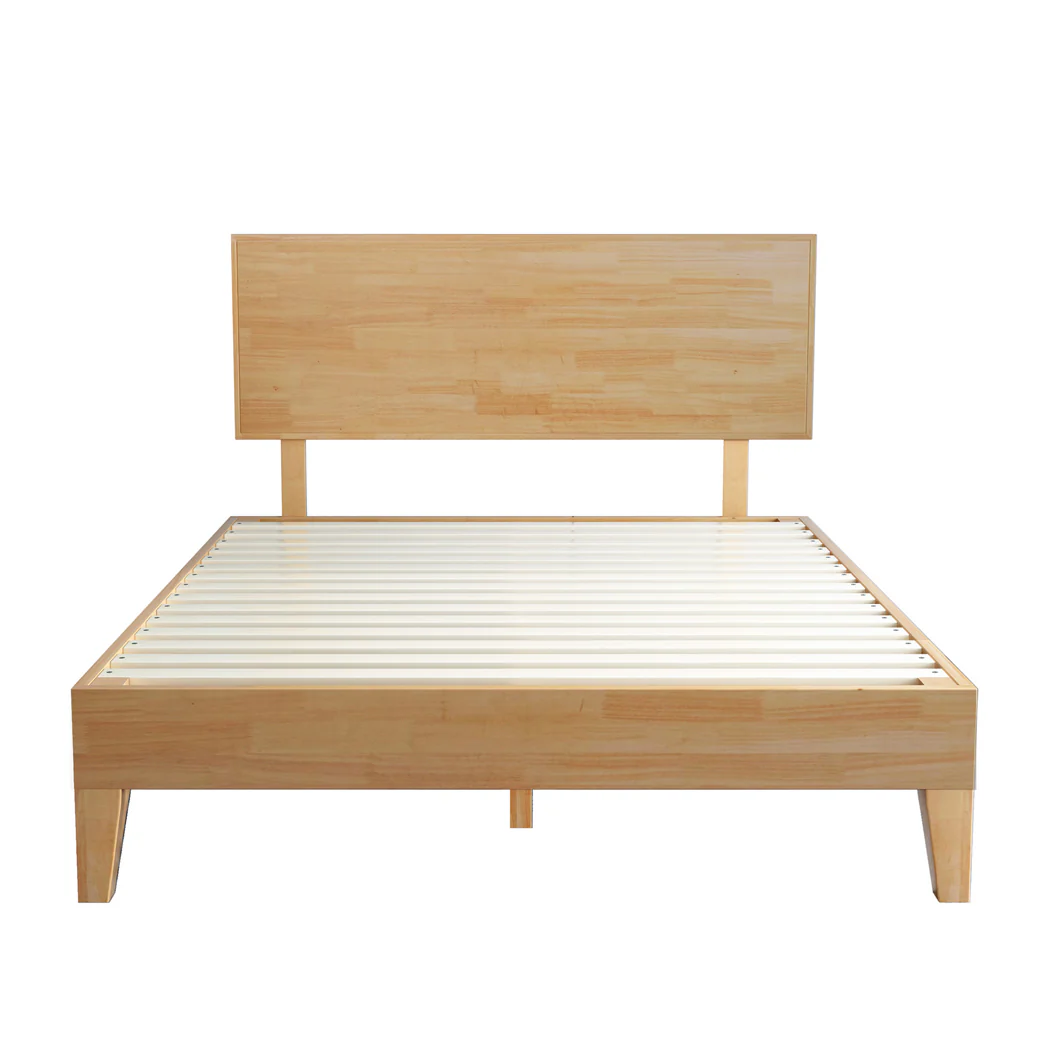 Naomi Rubberwood Bed Frame - Natural Double - Nurns