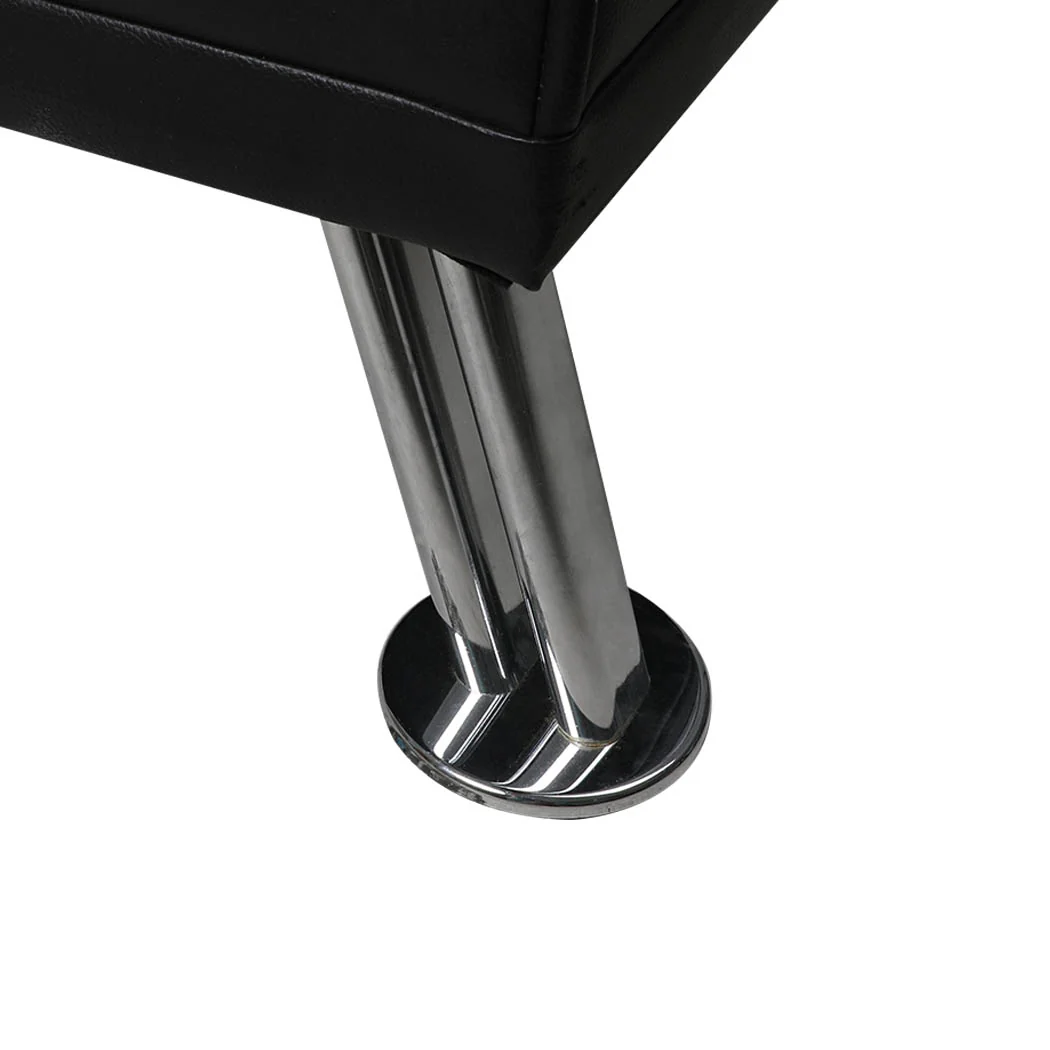 Marny 3-Seater Adjustable Sofa Bed Lounge Futon Couch Leather Beds Cup Holder Recliner - Black - Nurns