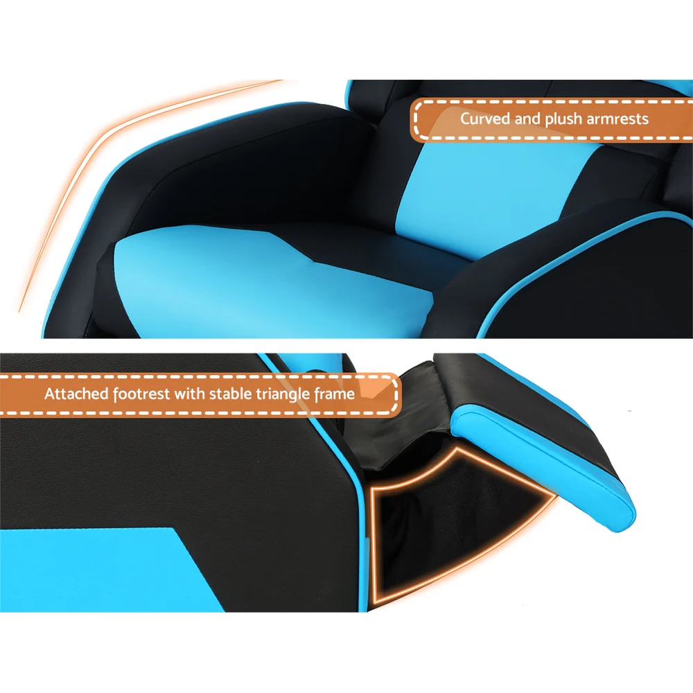 Payton Kids Recliner Chair PU Leather Gaming Sofa Lounge Couch Children Armchair - Blue - Nurns