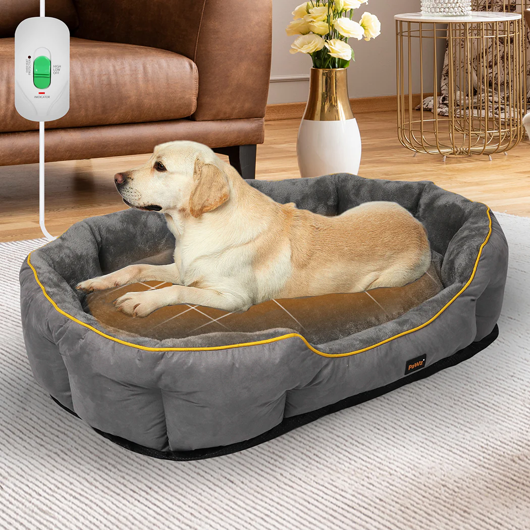 XLarge Dog Beds Electric Pet Heater Heated - Grey - Nurns