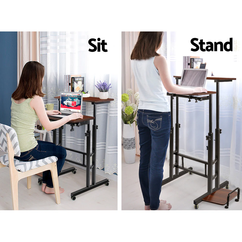 Artiss Laptop Desk Table Adjustable Dark Wood 80cm - Nurns