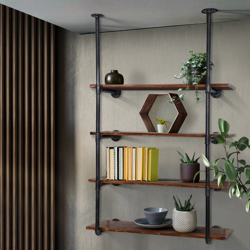 Artiss Bookshelf DIY Pipe Shelf 4 Tiers - Inge - Nurns