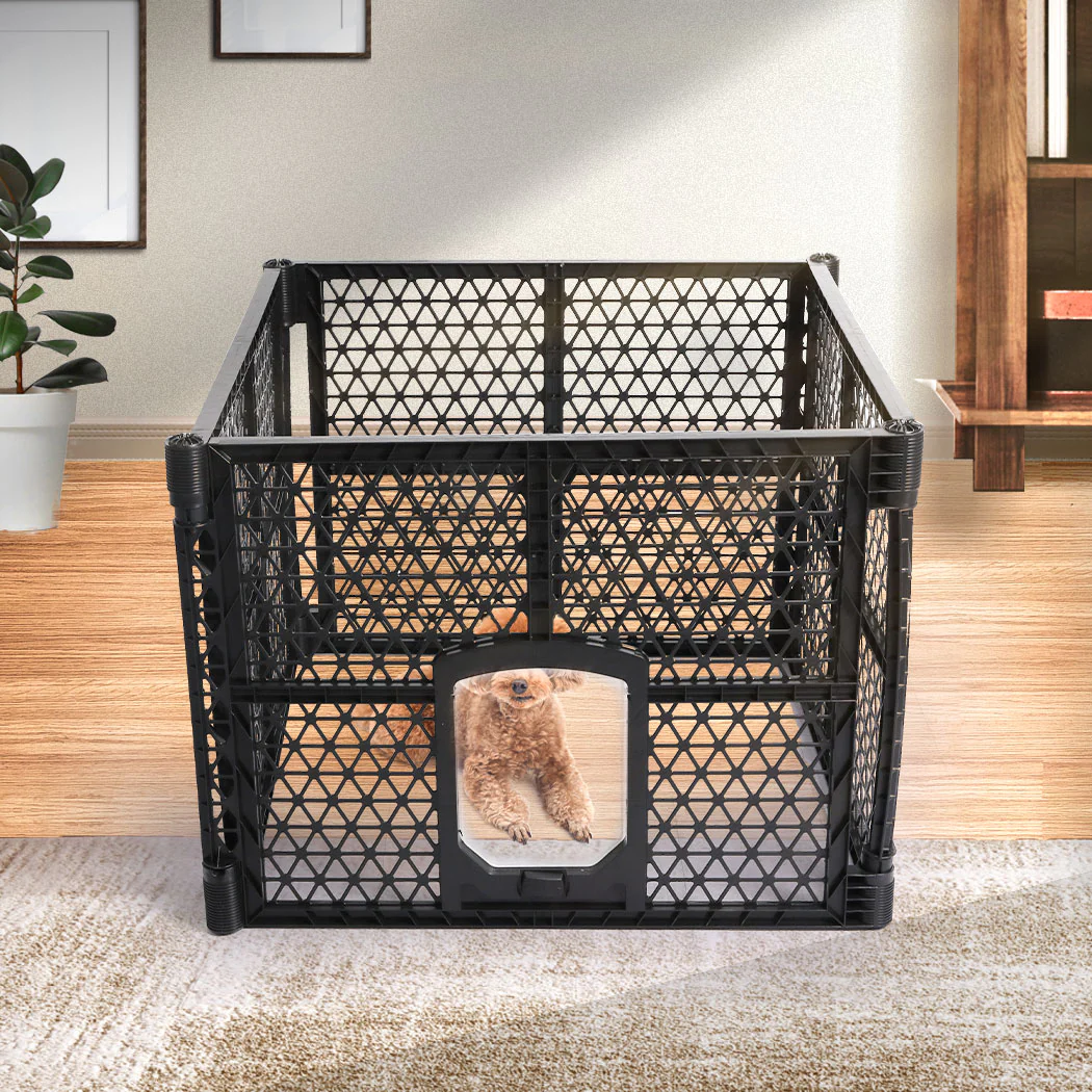 Pet Playpen Foldable Protable Dog Play Pens Plastic Garden Outdoor 4 Panels - Nurns
