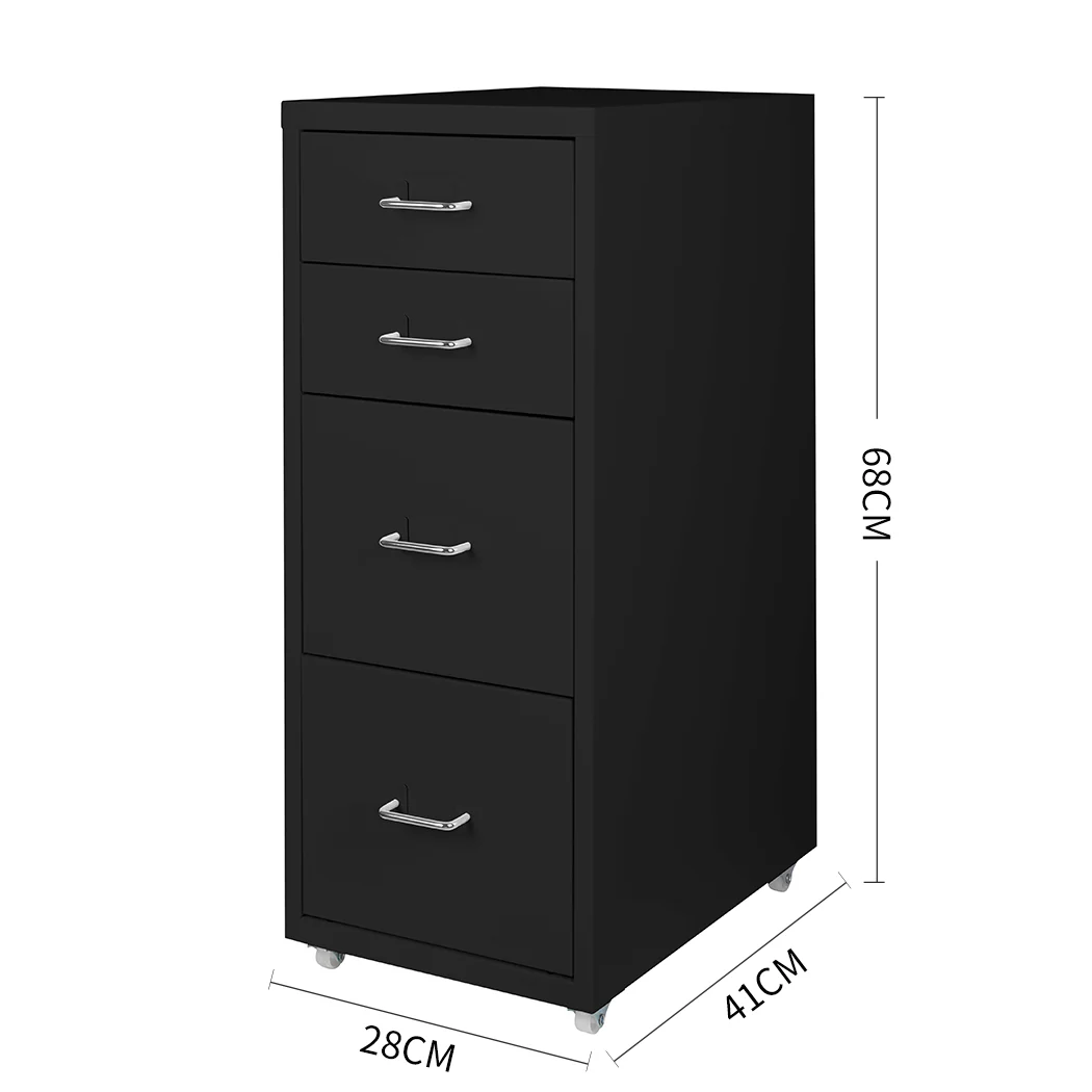 Levede 4 Drawer Office Drawers Cabinet Black - Nurns