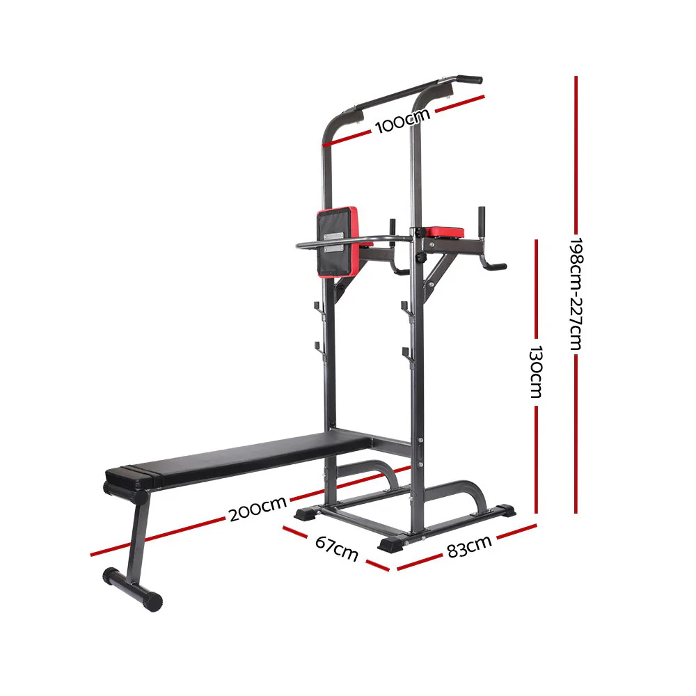 Everfit Weight Bench Chin Up Bar Bench Press Home Gym 380kg Capacity - Nurns