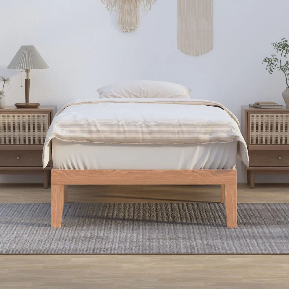 Lorelei Warm Wooden Natural Bed Base Frame - Wood King Single - Nurns