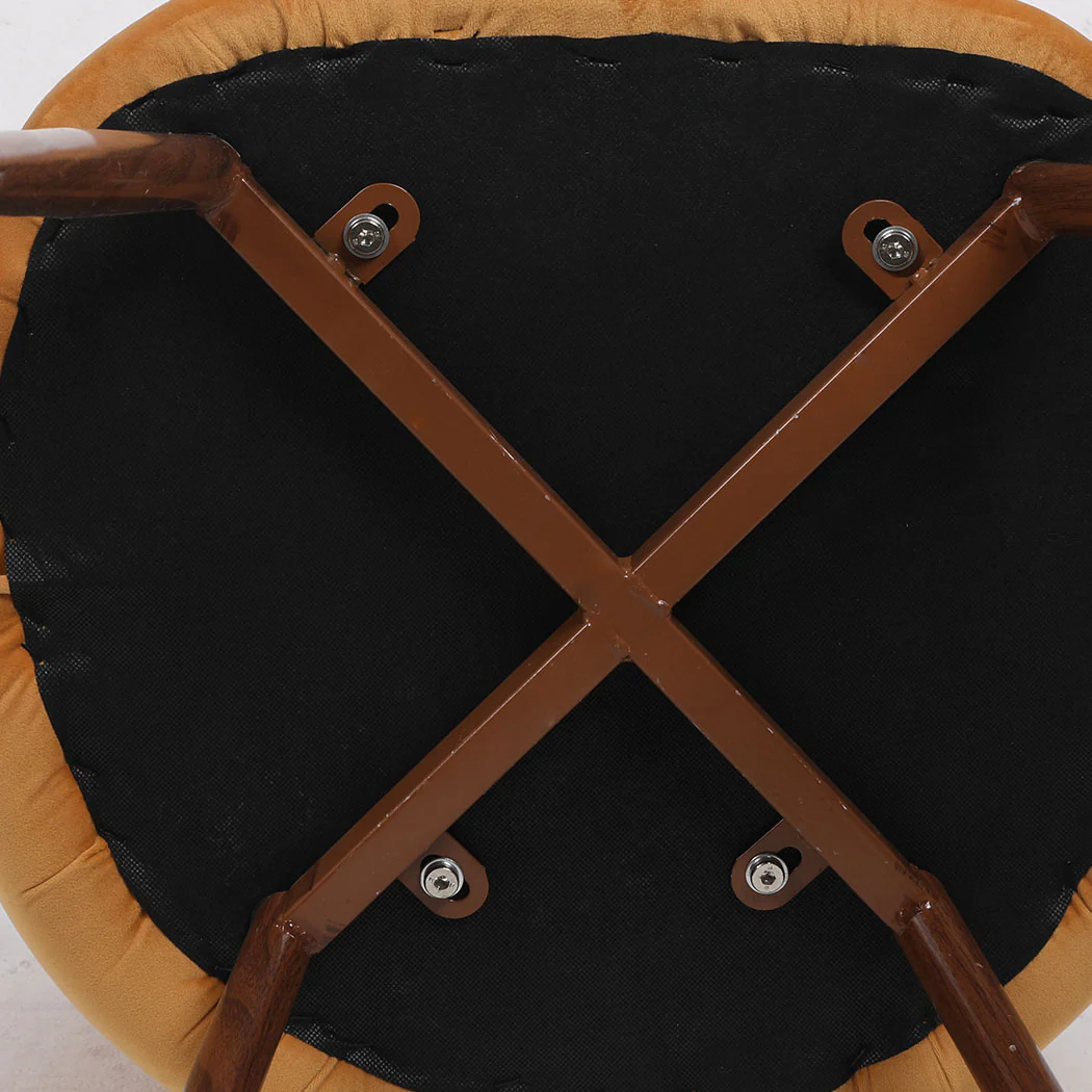 Cade Set of 2 Dining Chairs Seat Velvet French Provincial Kitchen Lounge - Mustard - Nurns