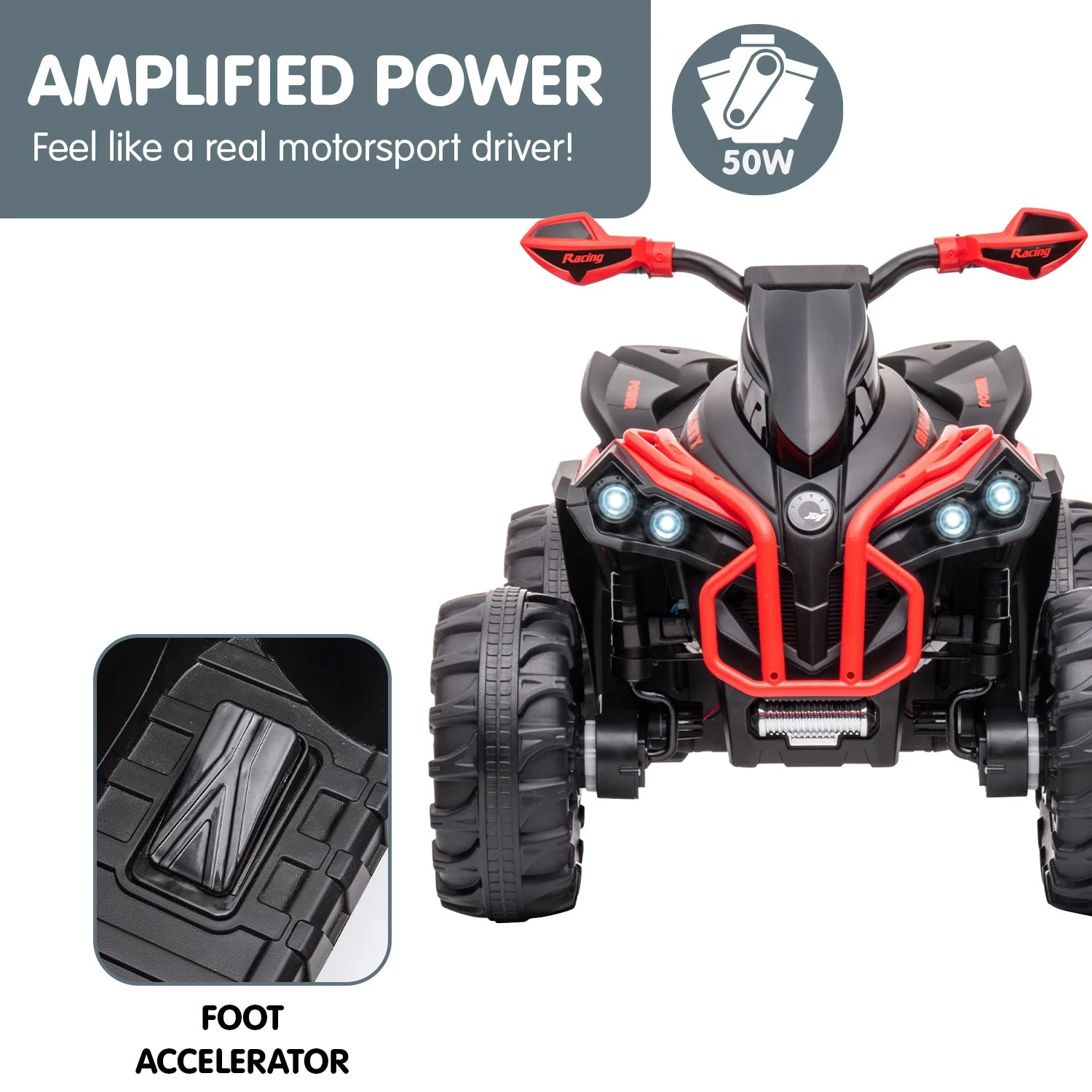 GTS99 Kids Electric Ride On Quad Bike Toy ATV 50W - Red - Nurns