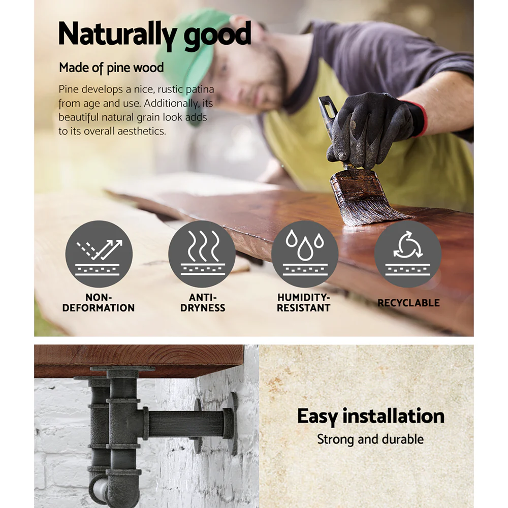 Artiss Floating DIY Pipe Shelf - Ives - Nurns