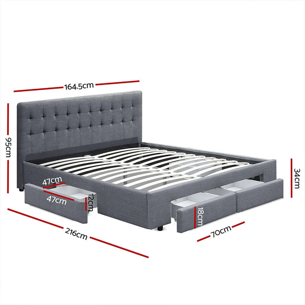 Pluto Bed & Mattress Package - Grey Queen - Nurns
