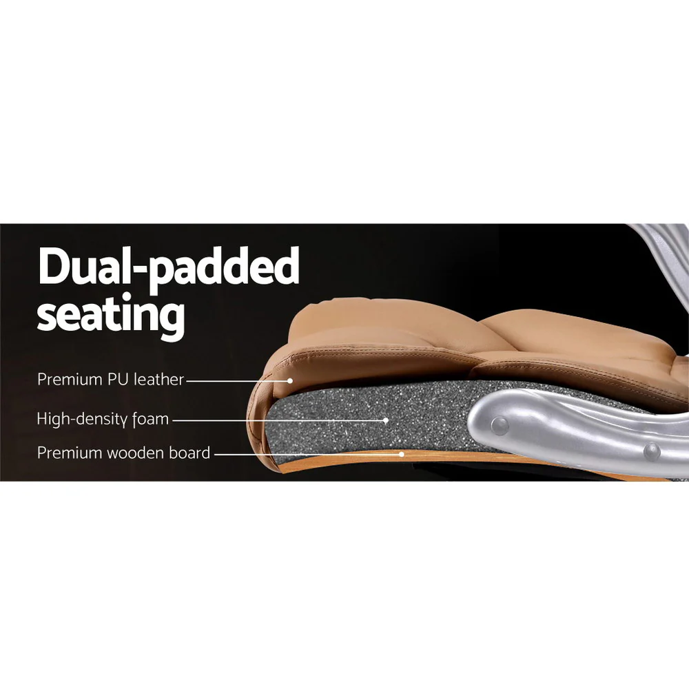 Artiss 8 Point Massage Office Chair Pu Leather Espresso - Nurns