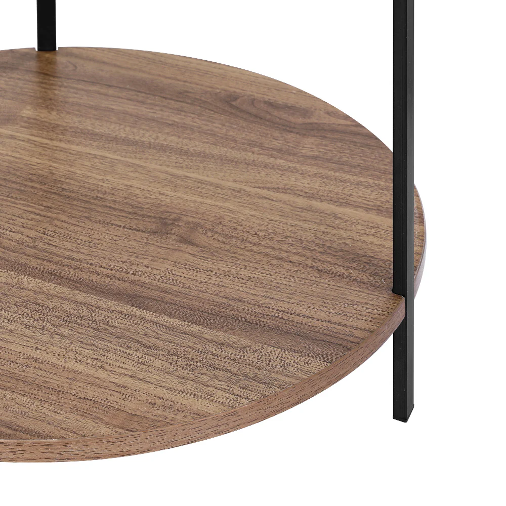 Irida Side End Table Round - White & Wood - Nurns