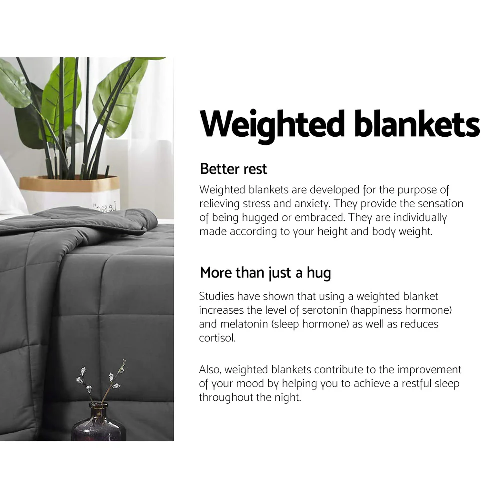 Wrigley Weighted Soft Blanket 7KG Heavy Gravity Microfibre Cover Glass Beads Calming Sleep Anxiety Relief - Grey - Nurns