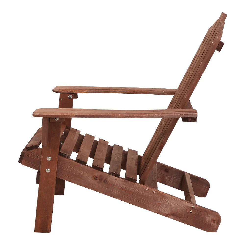 Adirondack Gardeon 3PC Outdoor Table and Chairs Wooden Beach Chair Brown - Nurns