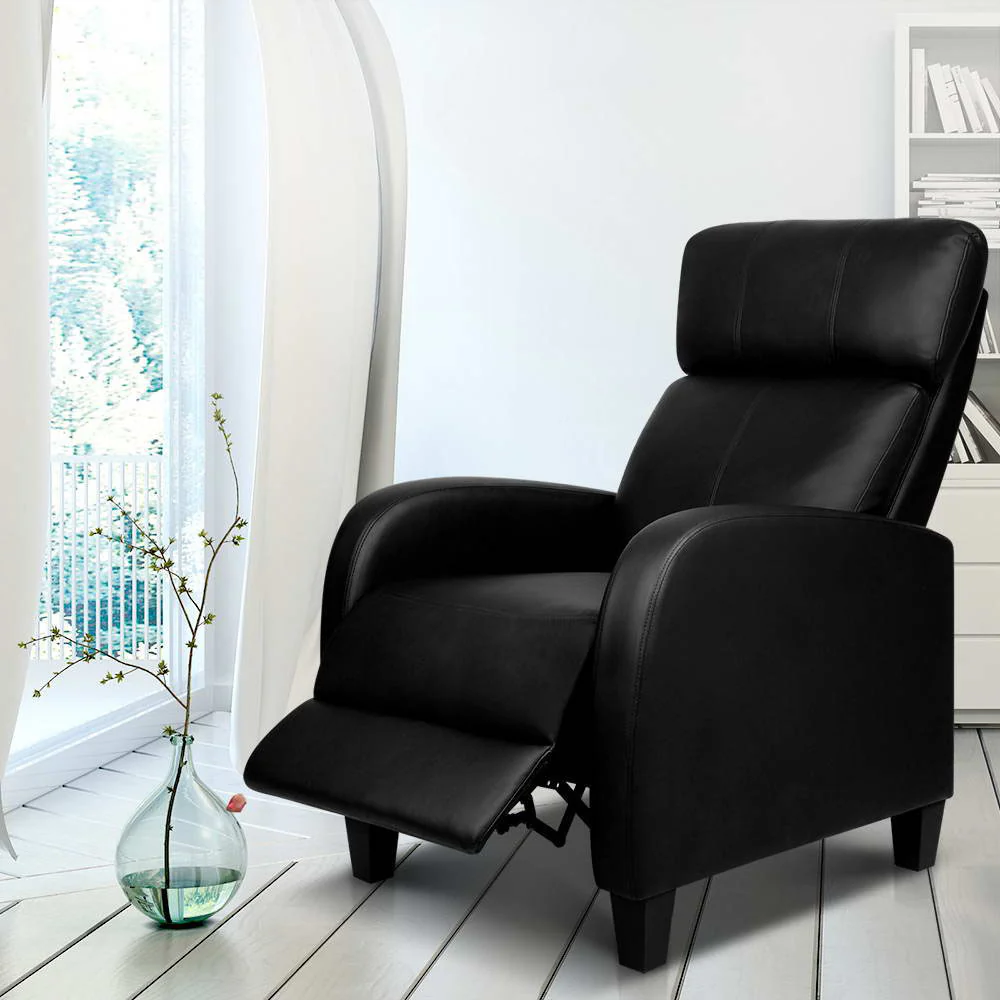 Argo PU Leather Reclining Armchair - Black - Nurns