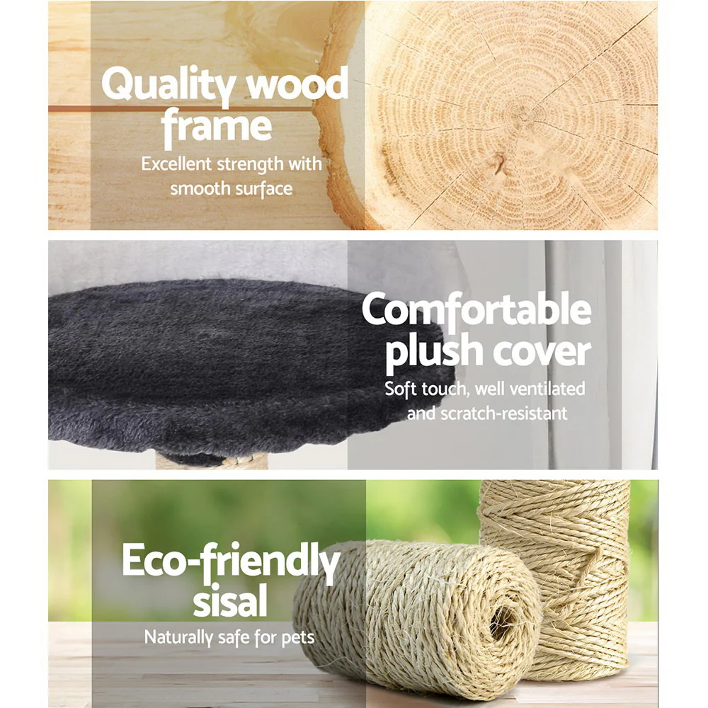 Cat Tree 112cm Trees Scratching Post Scratcher Tower Condo House Furniture Wood - Nurns