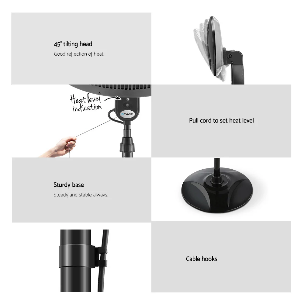 Electric Patio Heater 2000W - Black - Nurns