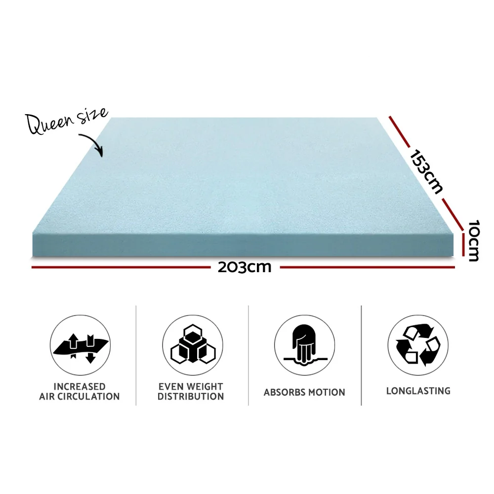 Queen Giselle Bedding Memory Foam Mattress Topper Cool Gel 10cm - Nurns