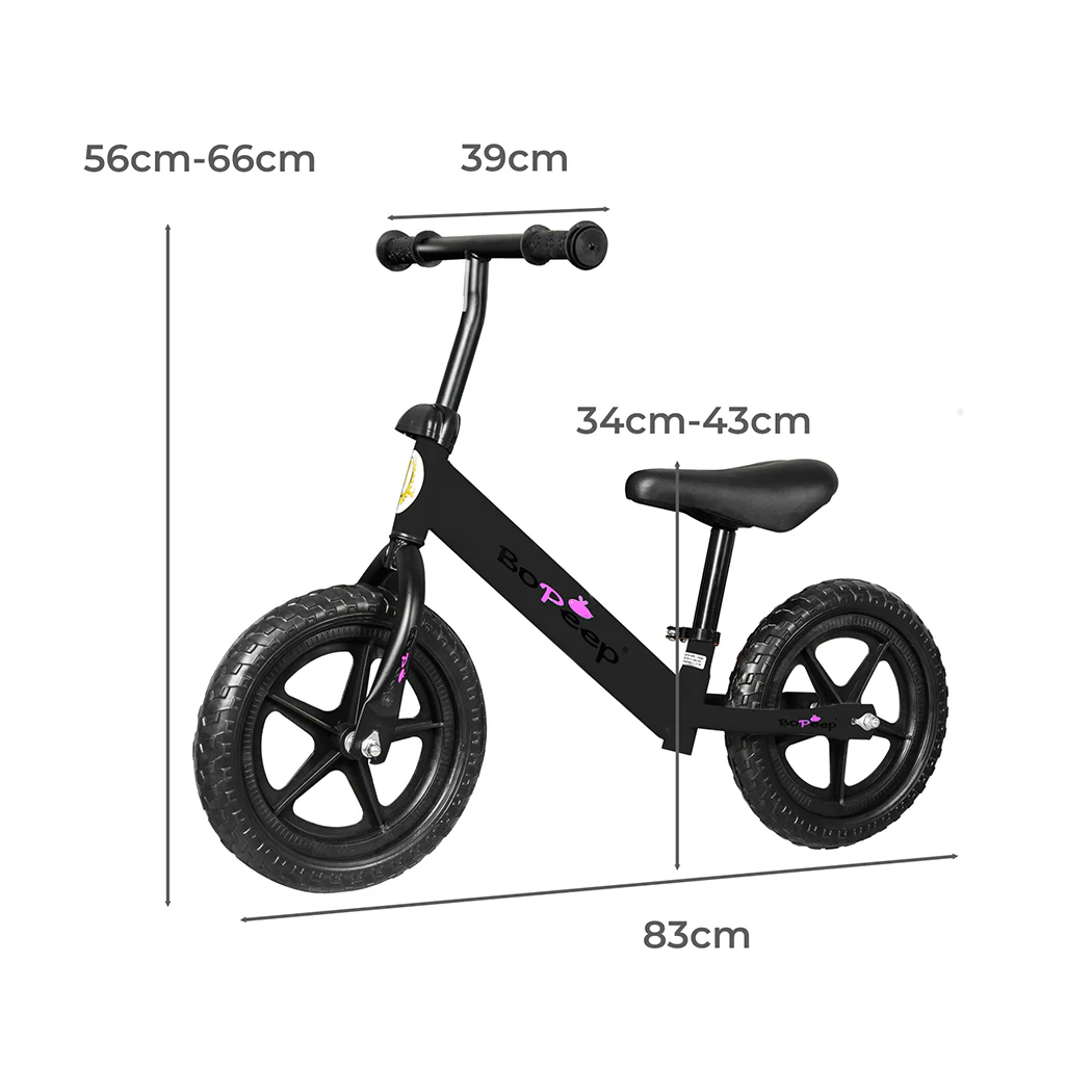 Kids Balance Bike Ride On Toys Push Bicycle Children Outdoor Toddler Safe - Black - Nurns