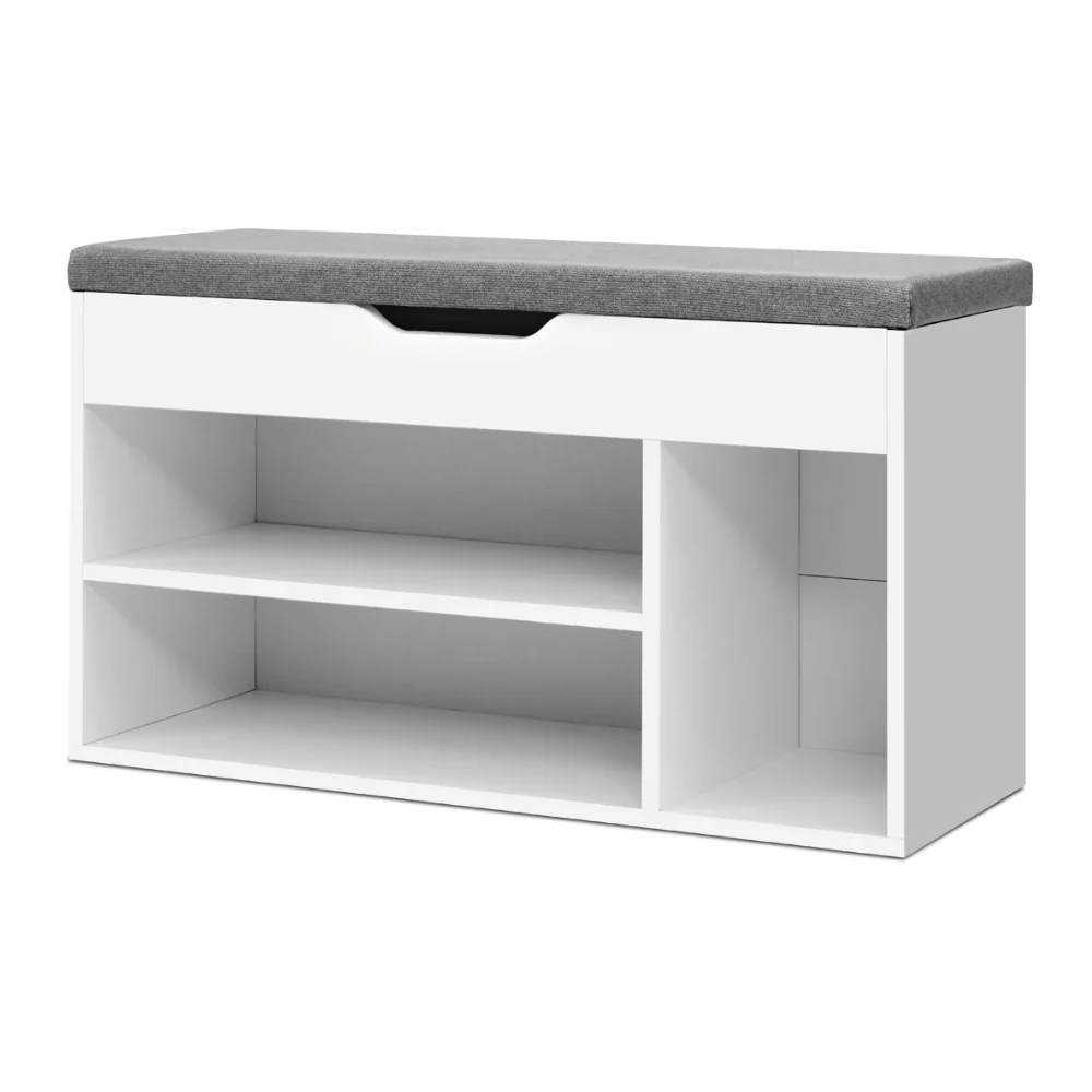 Artiss Shoe Rack Bench Shoe Cabinet White Allen - Nurns