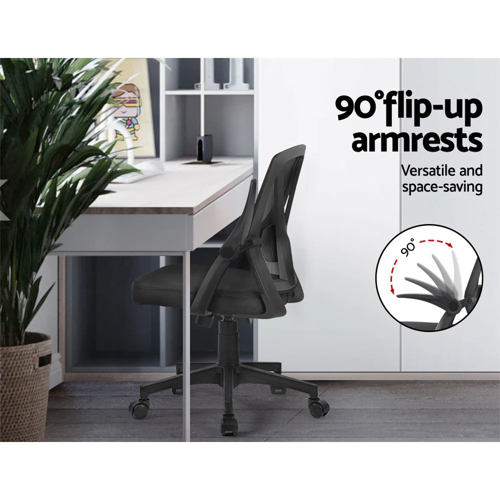 Artiss Mesh Office Chair Mid Back Black - Nurns