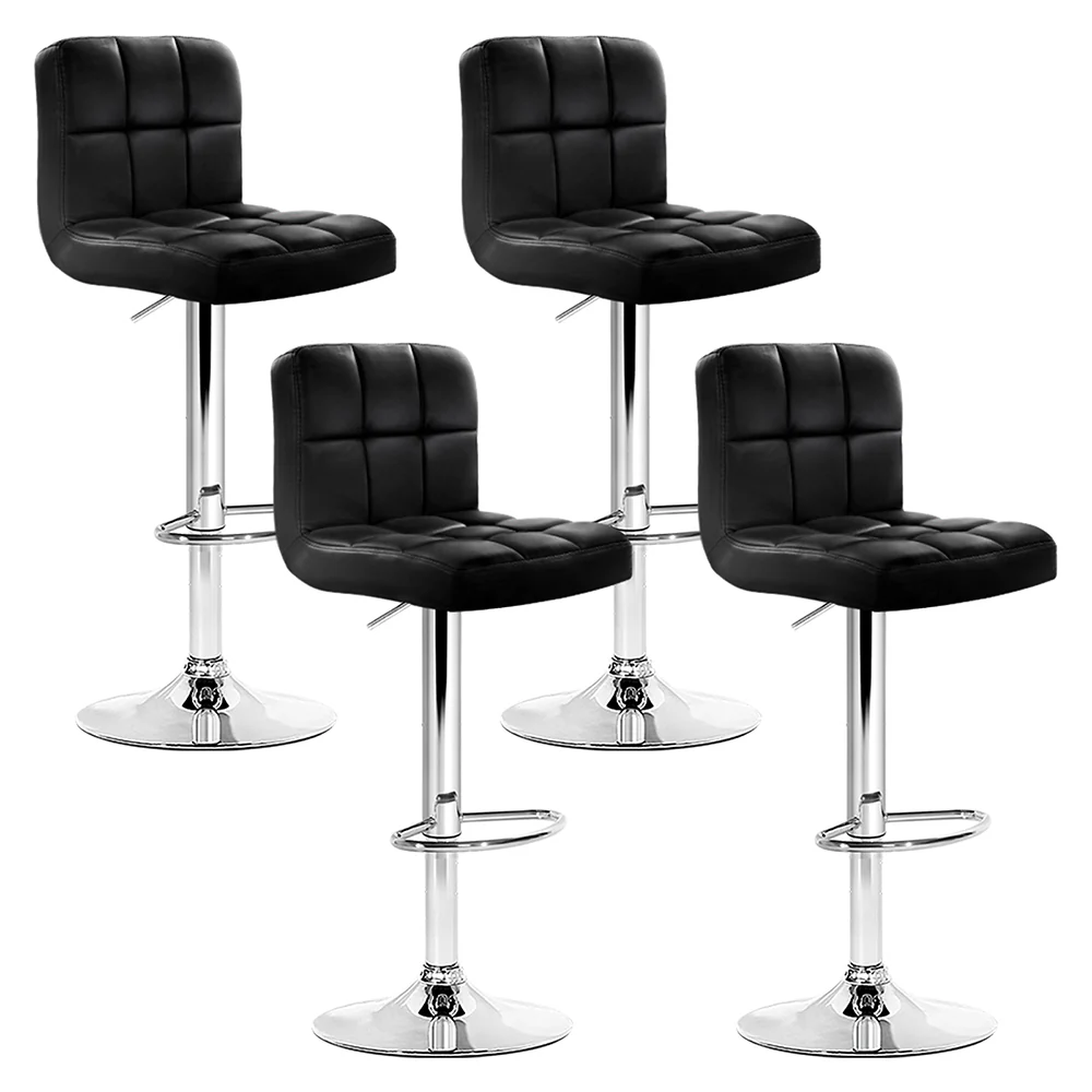 Set of 4 Livorno Bar Stools Gas lift Swivel Steel - Steel & Black - Nurns
