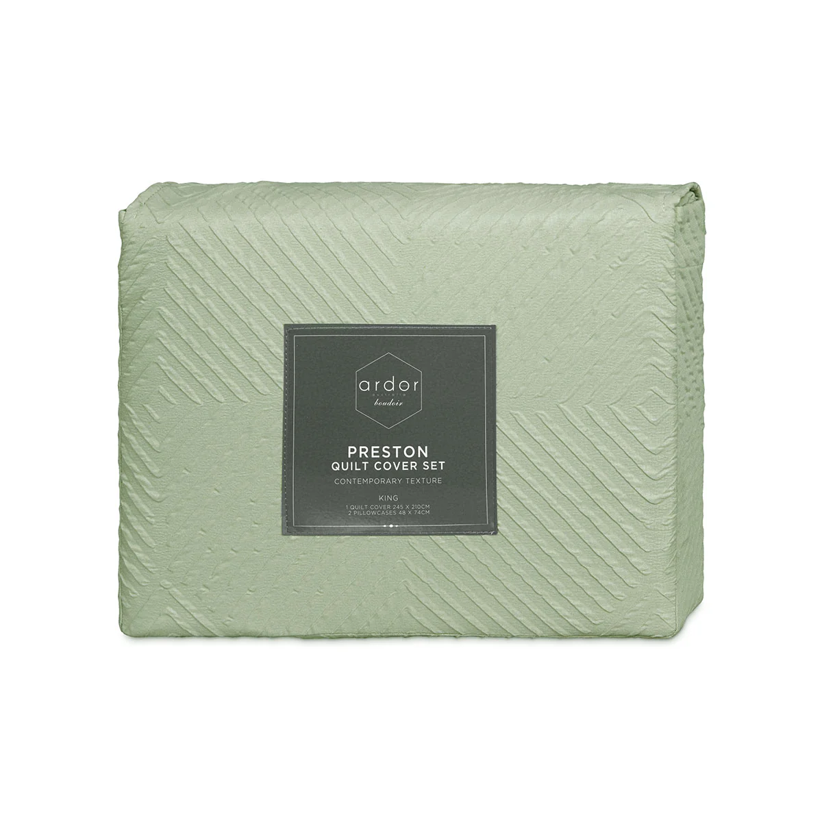 KING Embossed Quilt Cover Set - Palm Green - Nurns
