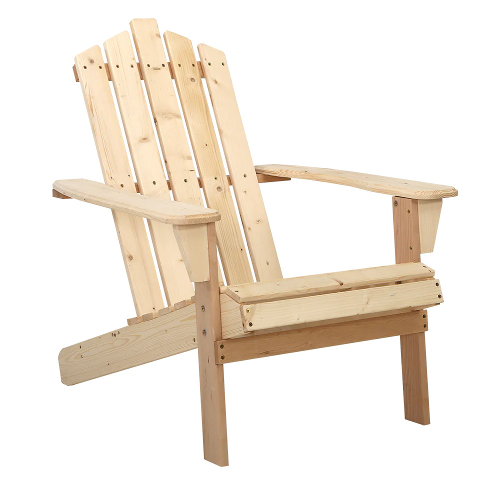 Adirondack Gardeon Outdoor Chairs Wooden Beach Chair Patio Furniture Garden Natural - Nurns