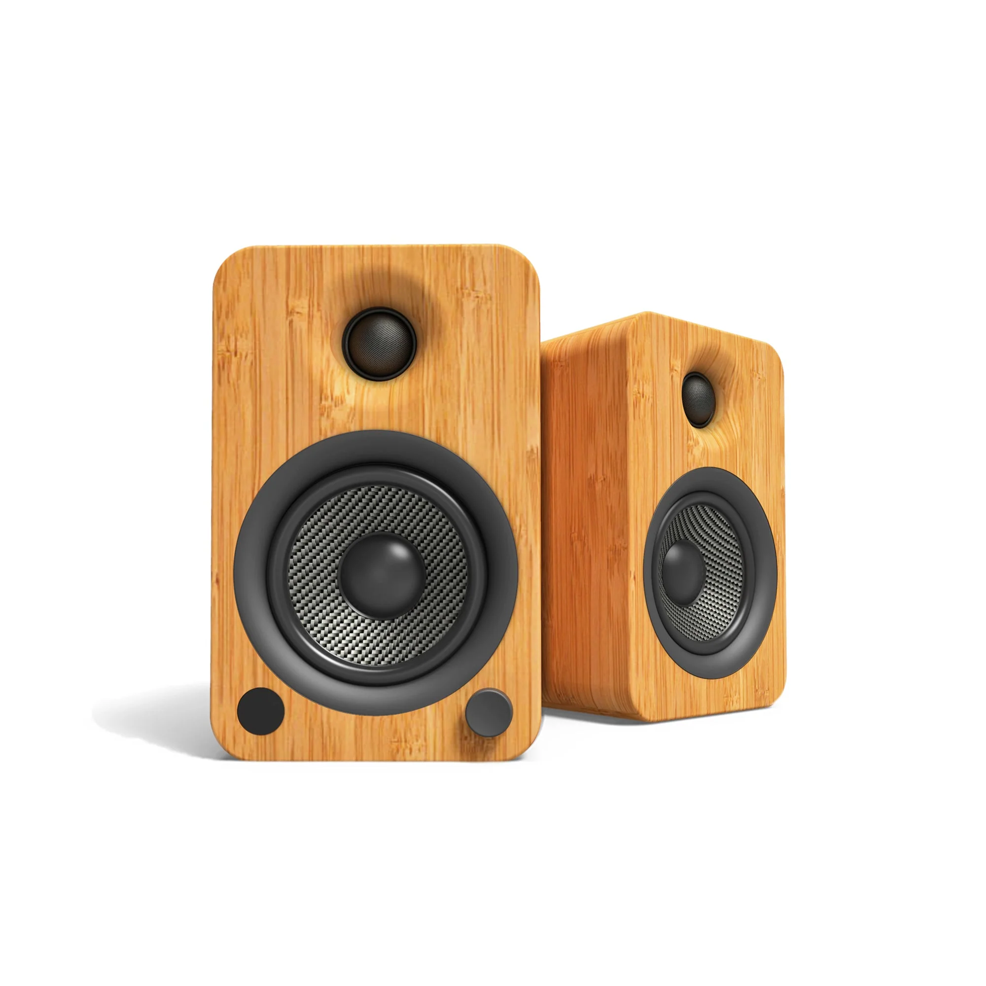 YU4 140W Powered Bookshelf Speakers With Bluetooth® And Phono Preamp - Bamboo - Nurns