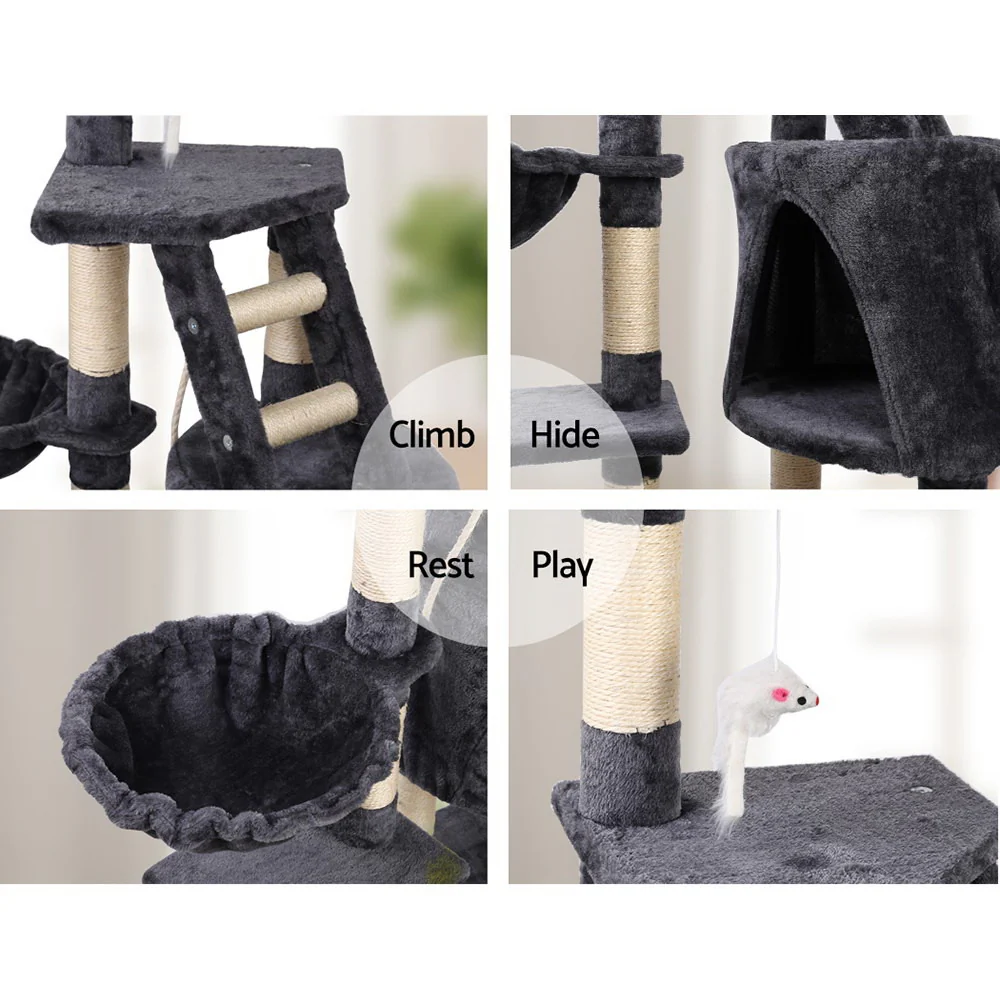Cat Tree 120cm Trees Scratching Post Scratcher Tower Condo House Furniture Wood Multi Level - Nurns