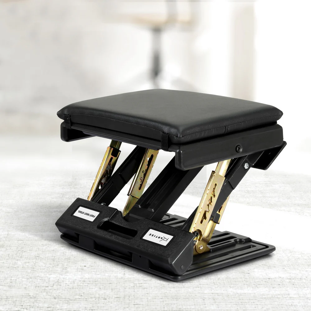 Artiss Foot Rest Stool Office Under Desk Fold Footrest Massage Cushion Pad Black - Nurns