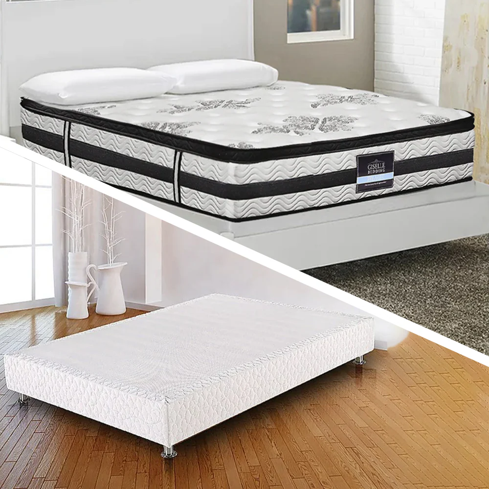 Encour Ensemble Bed Base & Mattress Package with 34cm Mattress - White Double - Nurns