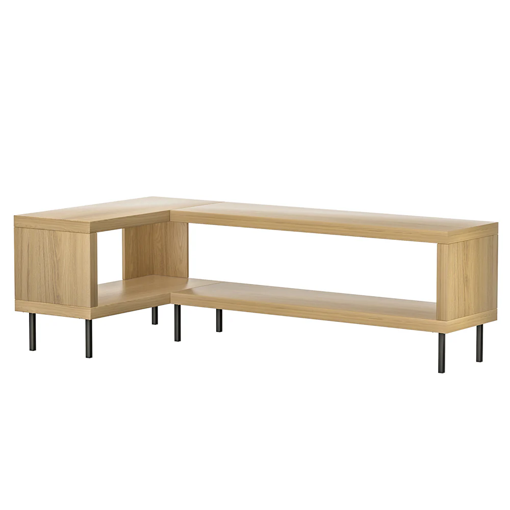 Elven 130cm Entertainment Unit Corner TV Cabinet Storage Shelf - Pine - Nurns