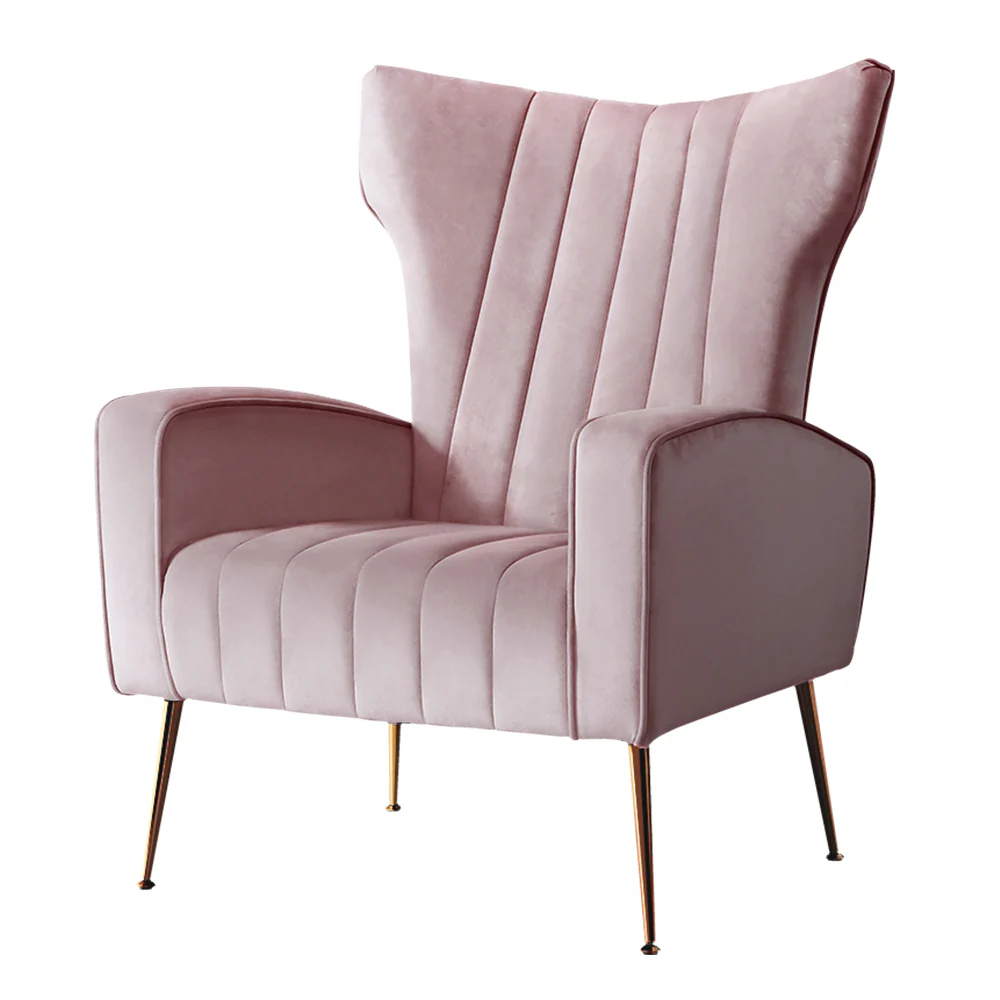 Maricel Accent Velvet Seat Lounge Armchair - Pink - Nurns