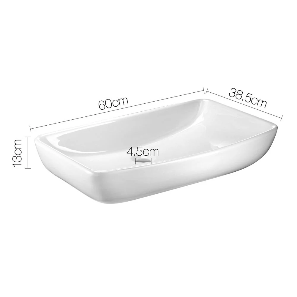 60x38.5x13cm Ceramic Rectangle Sink Bowl - White - Nurns