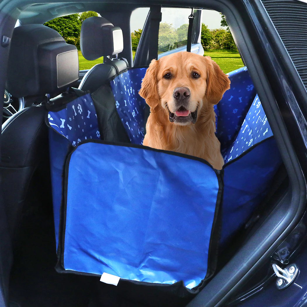 Pet Back Car Seat Cover Hammock Nonslip Dog Puppy Cat Waterproof Rear Blue - Blue - Nurns