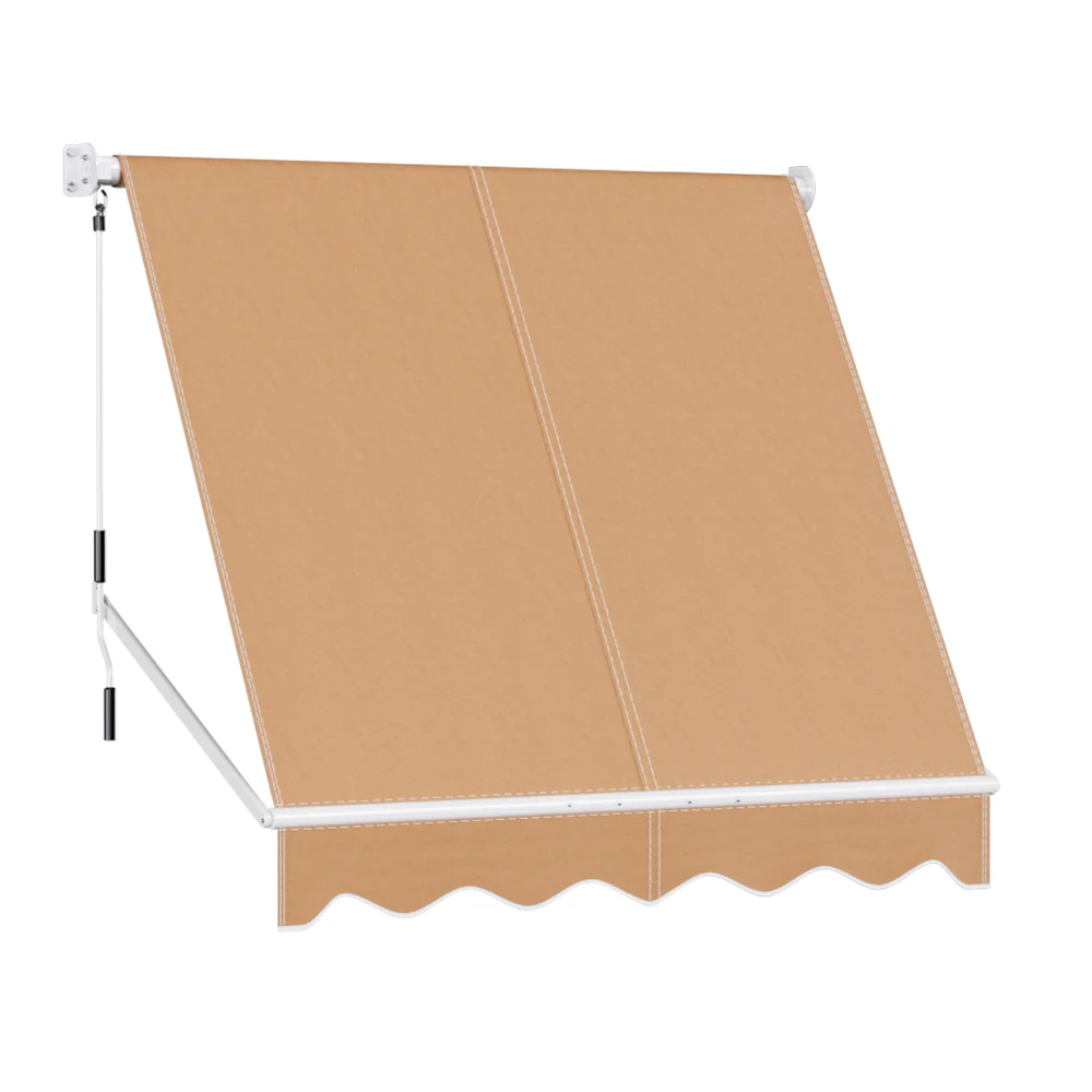 Instahut Window Fixed Pivot Arm Awning Outdoor Retractable Canopy 2.1x2.1M Beige - Nurns