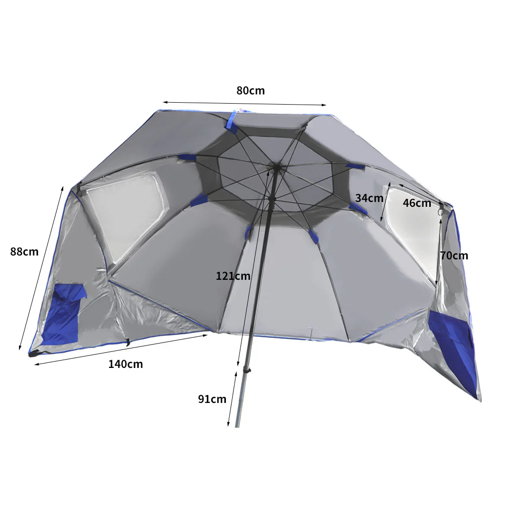 Mountview Beach Umbrella Outdoor Umbrellas Blue 2.13M - Nurns