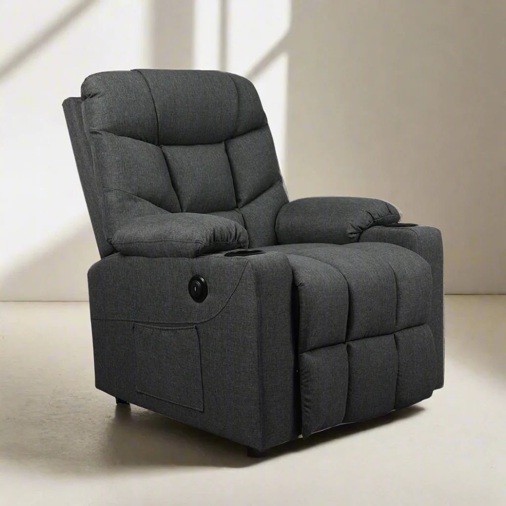Medea Recliner Chair Electric Lift Chair Armchair Lounge Fabric USB Charge - Grey - Nurns