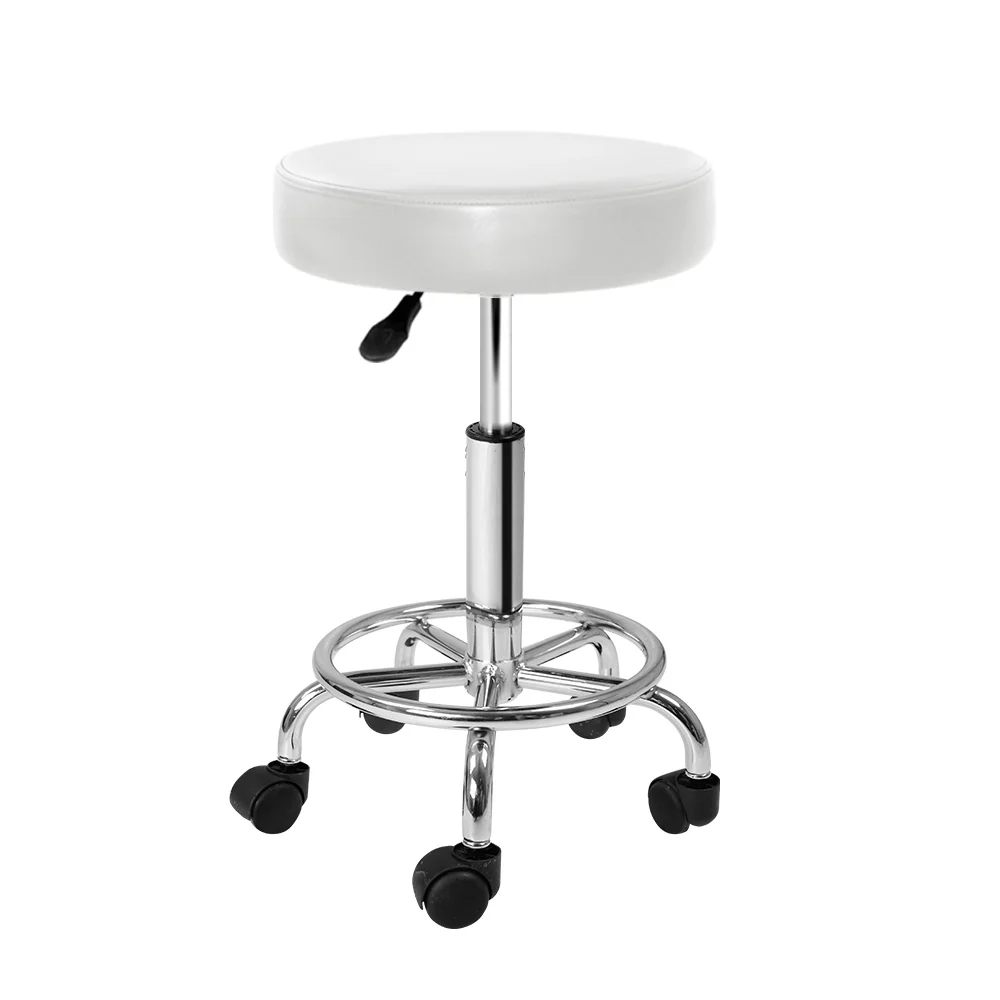 Salon Stool Round Swivel Chair White - Nurns