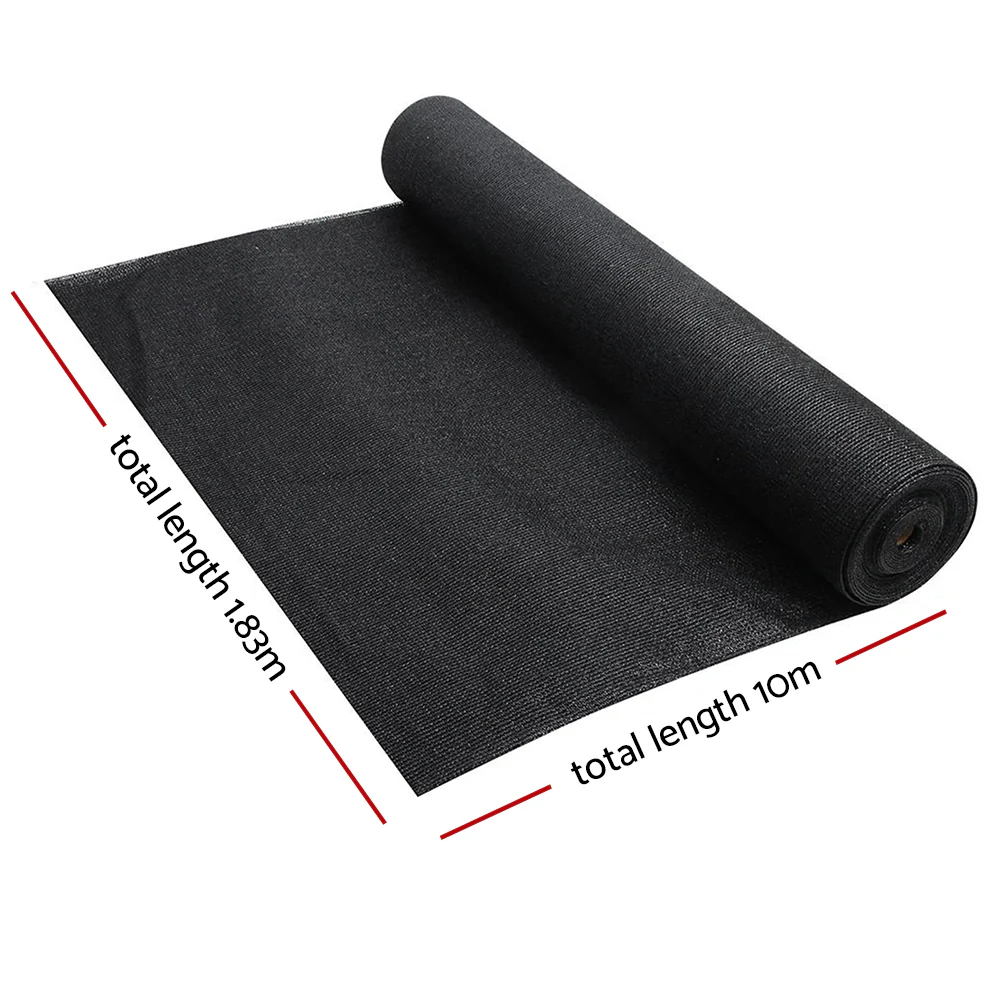 Instahut 90% Shade Cloth 1.83x10m Shade cloth Sail Heavy Duty Black - Nurns