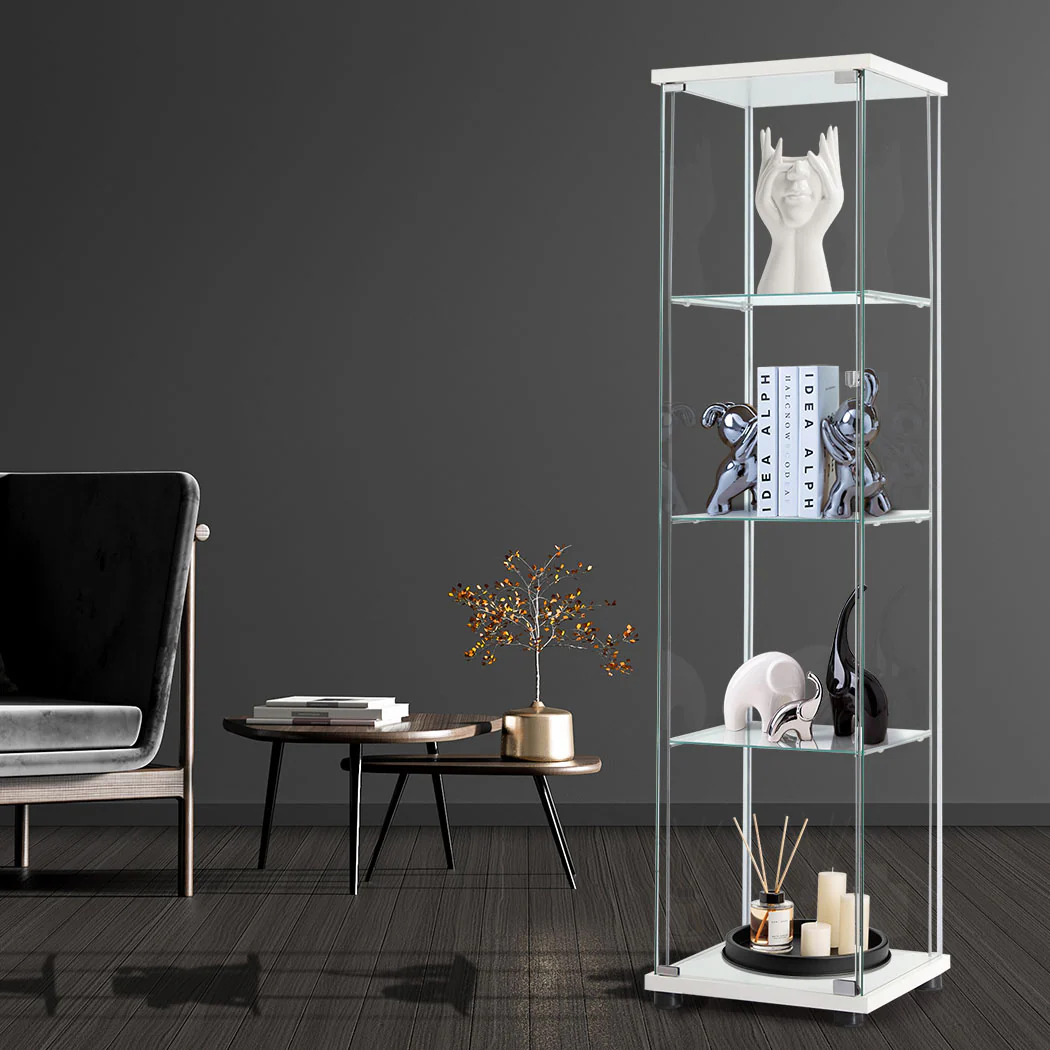 Stacked Display Cabinet Tempered Glass White - Nurns