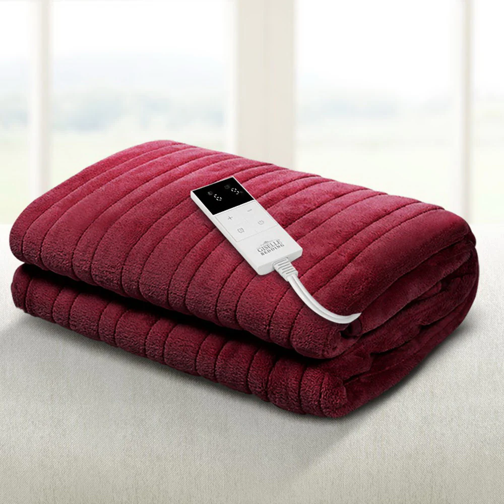 Watson Electric Throw Soft Blanket - Burgundy - Nurns