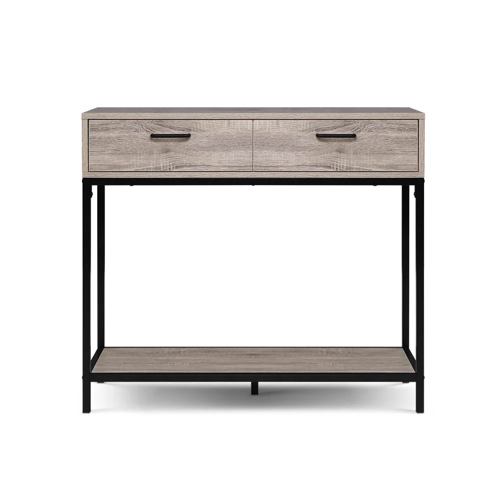 Hallway Console Table Hall Side Entry Display Desk Drawer Storage Oak - Nurns