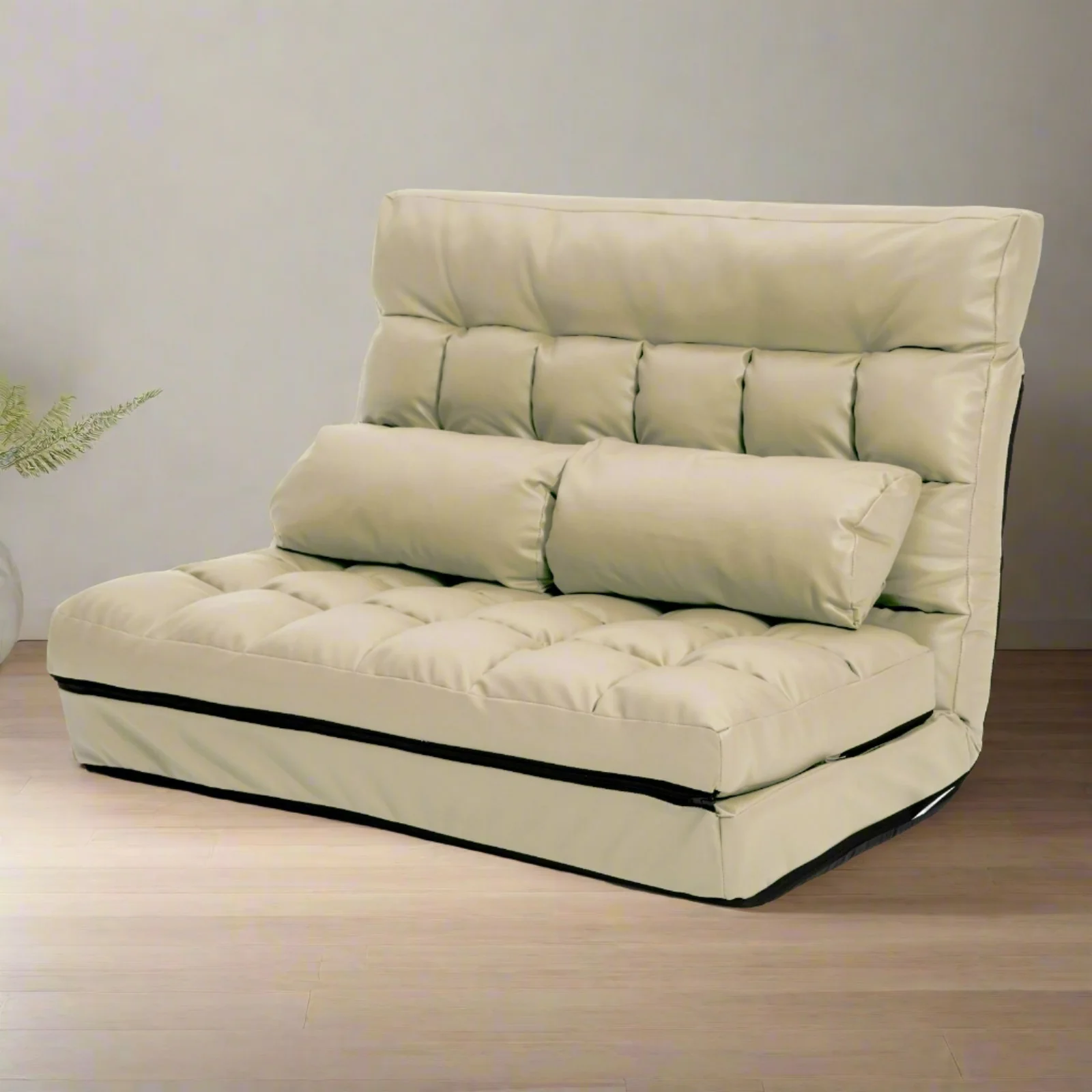 Merryn 2-Seater Lounge Couch Sofa Bed Double Seat Leather - Beige - Nurns