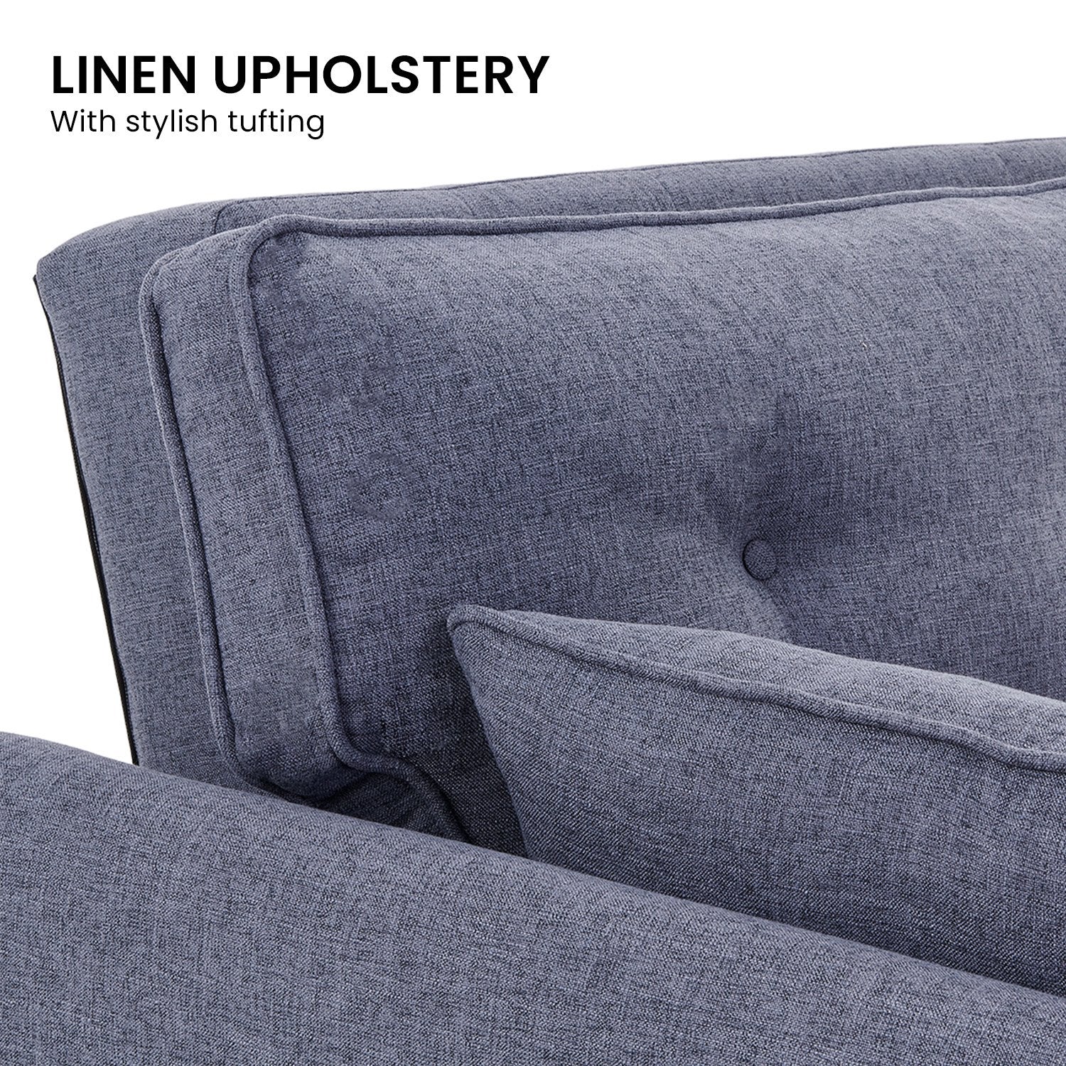 Mariah 3-Seater Linen Fabric Futon Modular Sofa Bed Suite - Dark Grey - Nurns