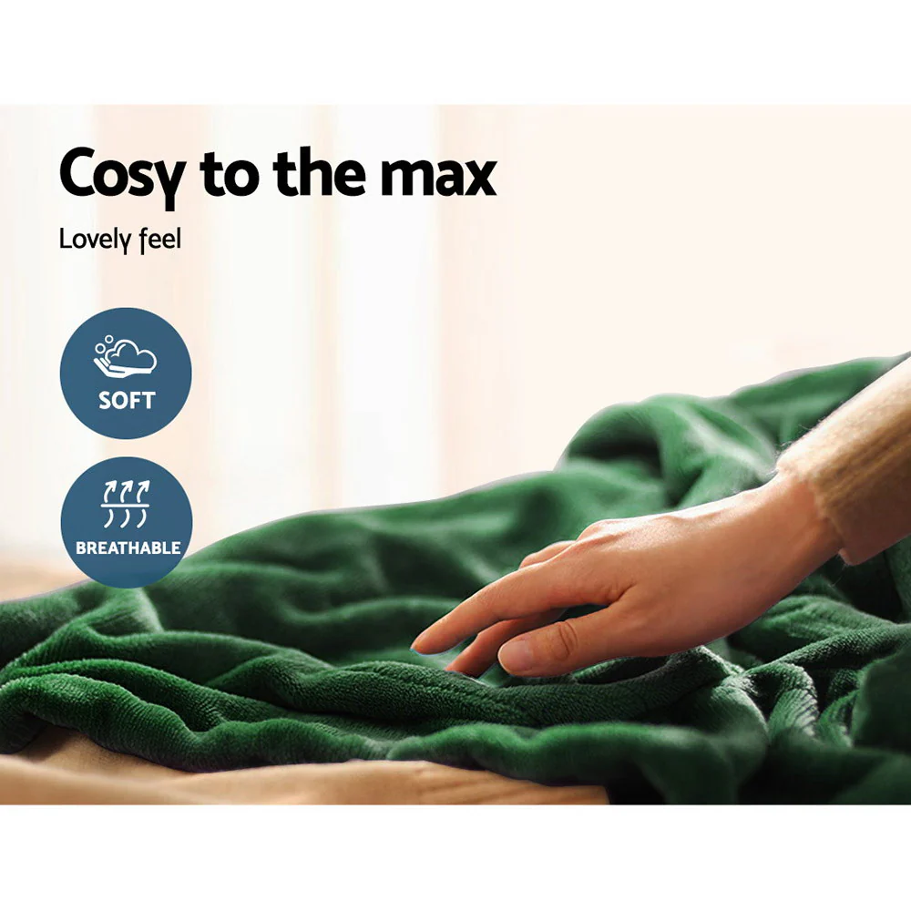 Watson Electric Throw Soft Blanket Rug Heated Washable Snuggle Flannel Winter - Green - Nurns
