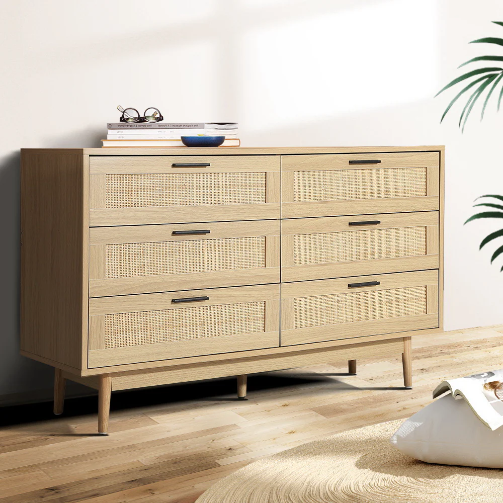 Artiss 6 Chest of Drawers - Oak - Nurns